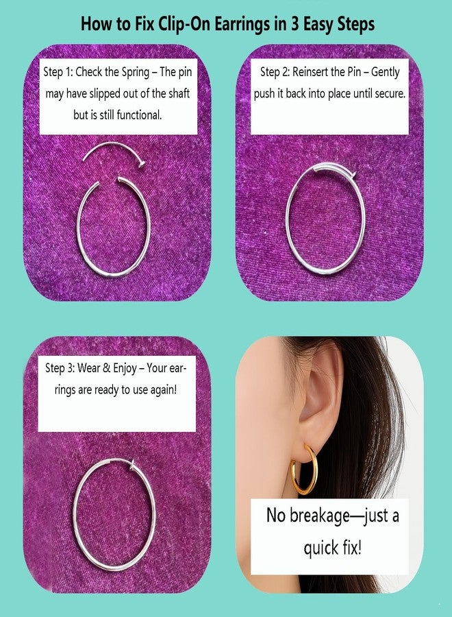 ZENCHEER Clip On Spring Hoop Earrings Non Pierced Earrings for Women - 14K Gold Hoops Drop Dangle Earrings Fashion Jewelry Gifts - Image 4